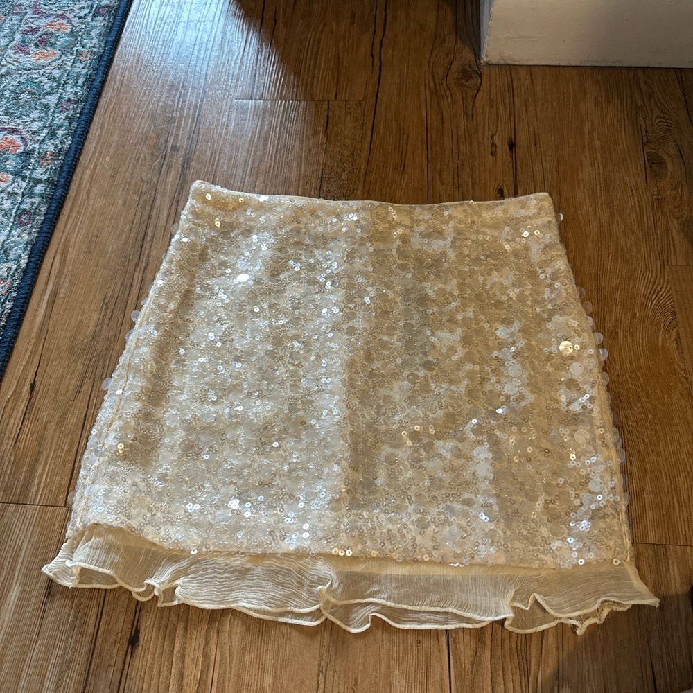 NWT JCrew Elegant Cream Sequin Skirt sz 0